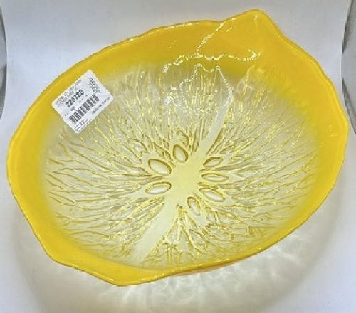 ÜVEGTÁL ÁTM:30CM LEMON ÁTTETSZŐ SÁRGA ÉS FÉMES-SÁRGA