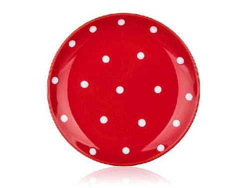 TÁNYÉR PIROS, FEHÉR PÖTTYÖKKEL 18,6CM "DOTS"