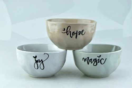 MÜZLISTÁL "MAGIC, HOPE, SMILE" 3F. M:7,5CM ÁTM:14CM 510ML