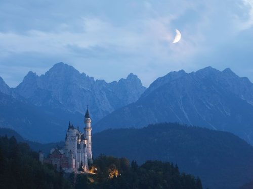 GYÉMÁNTFESTÉS SZETT - 30X40 CM - NEUSCHWANSTEIN KASTÉLY - KÖR FORMÁJÚ STRASSZOKK