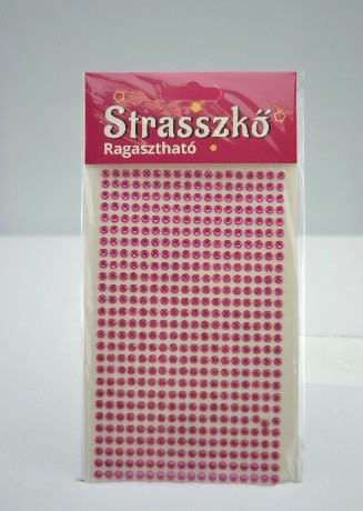 STRASSZKŐ RAGASZTHATÓ ÁTM:4 MM, 27X18 CM, 486 DB STRASSZ/LAP, 2, RÓZSASZÍN