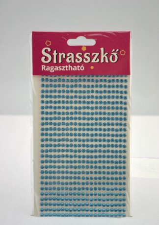 STRASSZKŐ RAGASZTHATÓ ÁTM:4 MM, 27X18 CM, 486 DB STRASSZ/LAP, 8, VILÁGOS KÉK