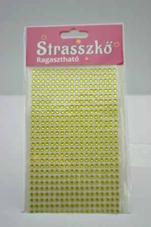 STRASSZKŐ RAGASZTHATÓ ÁTM:4 MM, 27X18 CM, 486 DB STRASSZ/LAP, 11, LIME