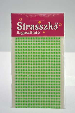 STRASSZKŐ RAGASZTHATÓ ÁTM:4 MM, 27X18 CM, 486 DB STRASSZ/LAP, 25, VILÁGOSZÖLD