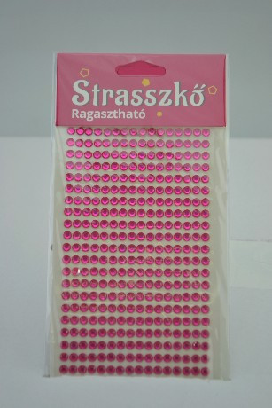 STRASSZKŐ RAGASZTHATÓ ÁTM: 5 MM, 22X16 CM, 352 DB STRASSZ/LAP, 2, RÓZSASZÍN