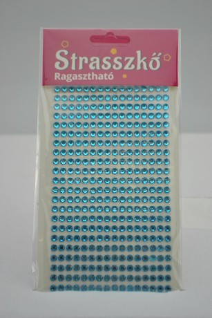 STRASSZKŐ RAGASZTHATÓ ÁTM: 5 MM, 22X16 CM, 352 DB STRASSZ/LAP, 8, VILÁGOS KÉK