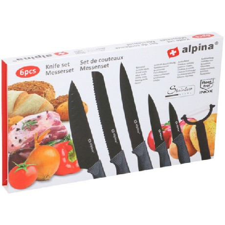 KÉS SZETT 6DB-OS 32/23/19,5/13CM + HÁMOZÓ NON-STICK ALPINA