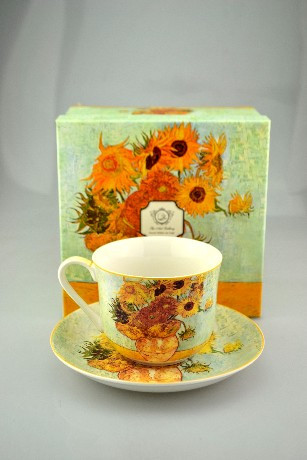 BÖGRE+ALÁTÉT PORCELÁN NAPRAFORGÓK VAN GOGH 410 ML