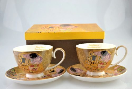 CAPPUCINOS KÉSZLET 2 SZEM. KLIMT ARANY PORC 270ML CSÉSZE:ÁTM:10CM M:7,5CM