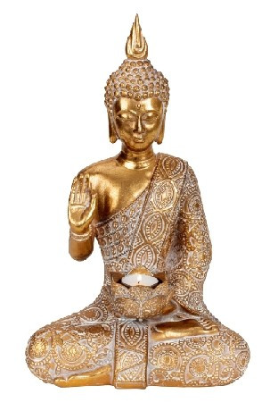 BUDDHA ÜLŐ ARANY TEAMÉCSESTARTÓ 40 CM