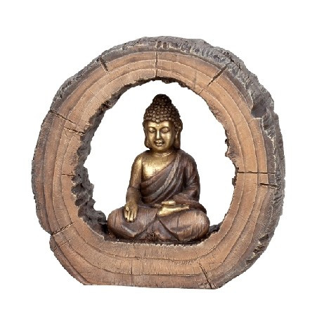 ÜLŐ BUDDHA FATÖRZSBEN M:39CM SZ:38,5CM