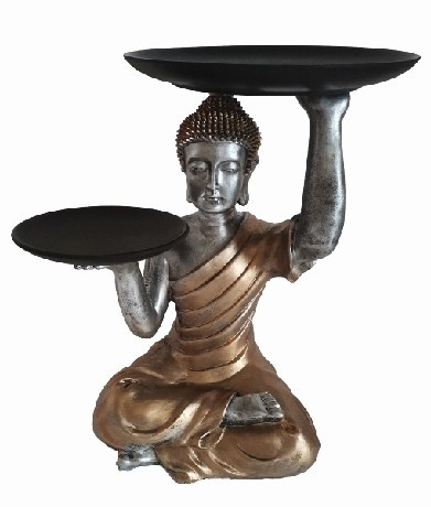 ÜLŐ BUDDHA 2DB TARTÓVAL A KEZÉBEN M:39CM