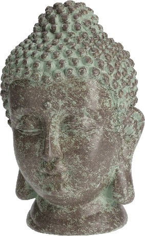 BUDDHA FEJ 23CM ZÖLDES SZÍNŰ POLYSTONE