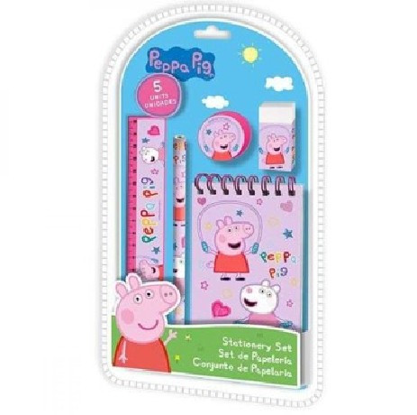 ÍRÓSZER SZETT ( JEGYZET FÜZET, CERUZA, RADÍR, VONALZÓ, HEGYEZŐ ) PEPPA PIG