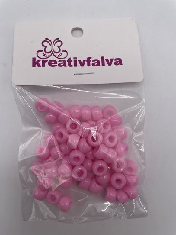 GYÖNGY MŰANYAG 8MM RÓZSASZÍN, LYUK: 3MM 18G (+-5%)