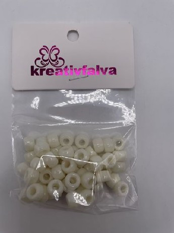 GYÖNGY MŰANYAG 8MM CSONTFEHÉR, LYUK: 3MM 18G (+-5%)