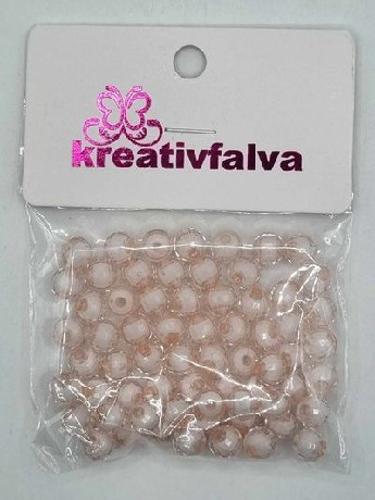 GÖMB GYÖNGY SOKLAPÚ PÚDERRÓZSASZÍN 8MM, FEHÉR BELSŐVEL, 18G (+-5%)