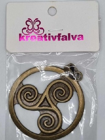 FÉM MEDÁL KELTA TRISKELION, ANTIK 7,5X6,5CM