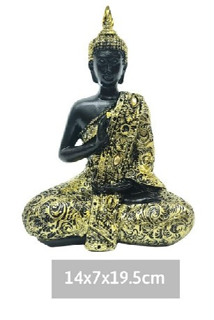 BUDDHA SZOBOR POLIREZIN 14X7X19,5CM