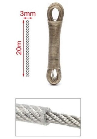 DRÓTKÖTÉL PVC 3MMX20M