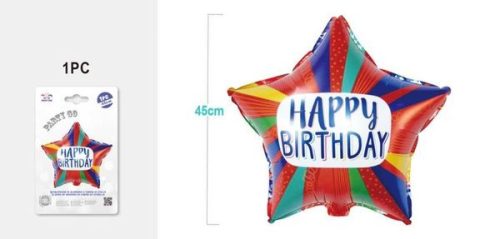 LUFI "HAPPY BIRTHDAY" FELÍRAT CSILLAG FORMA 45 CM