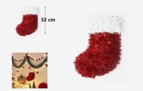 KARÁCSONYI DÍSZ FÜGGŐ MIKULÁS CSIZMA 32CM