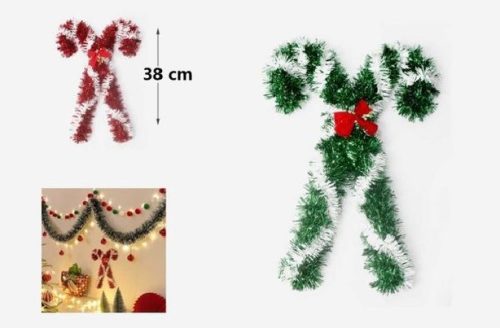 KARÁCSONYI DÍSZ FÜGGŐ CUKORPÁLCA 38CM