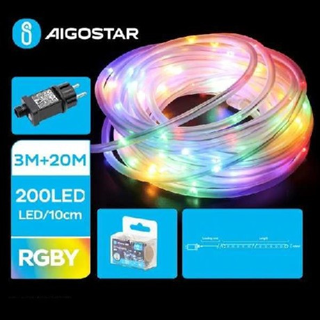 FÉNYFÜZÉR KÜLTÉRI CSŐ 5MM SZÍNES (PIROS,ZÖLD,SÁRGA,KÉK) 3+20M 200LED 8FUNKCIÓ+ID