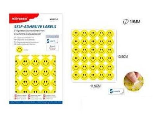 ÖNTAPADÓS CÍMKE SMILEY D:19MM, 5LAP/CSOM 11,5X13,9CM/LAP