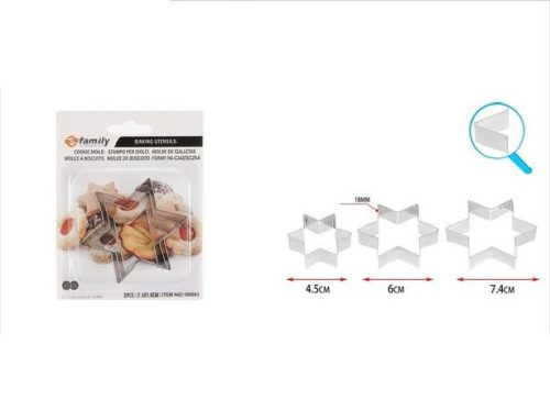 KISZÚRÓ FÉM 3DB-OS CSILLAG FORMA 4,5 / 6 / 7CM