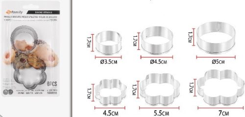 KISZÚRÓ SZETT 6DB-OS VIRÁG ÉS KÖR ALAKÚAK MAX:7X1,7CM