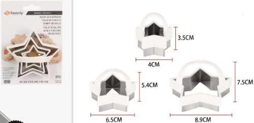 KISZÚRÓ CSILLAG ALAKÚ 3DB-OS SZETT MAX:7,5X8,9CM