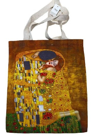 TÁSKA VÁSZON 33,5X39CM PÁNT:30CM KLIMT KISS