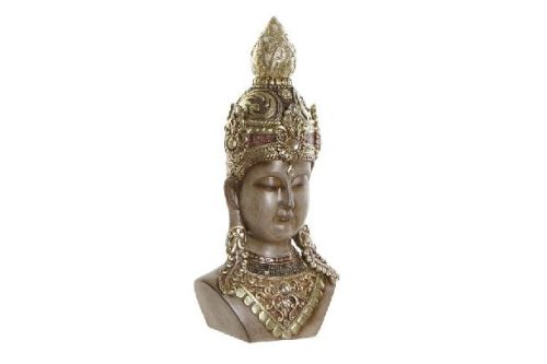 BUDDHA FEJ POLIREZIN 15X9X30CM ARANY