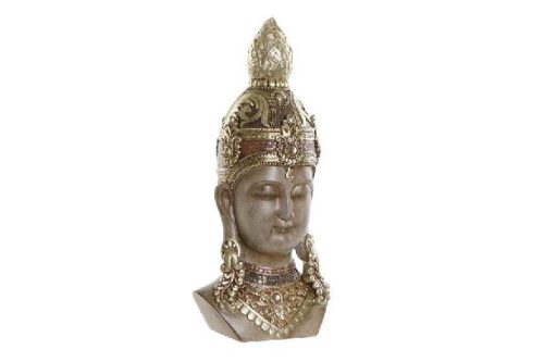 BUDDHA FEJ POLIREZIN 17X12X36CM ARANY