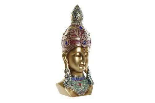 BUDDHA FEJ POLIREZIN 17X12X36CM ARANY