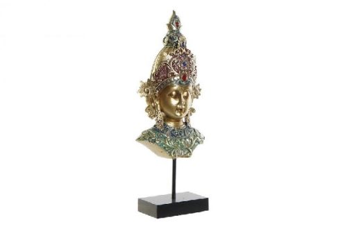 BUDDHA FEJ ÁLLVÁNYON POLIREZIN/FÉM 15X7X38CM ARANY