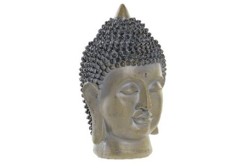 BUDDHA FEJ POLIREZIN 16X15X25CM SZÜRKE