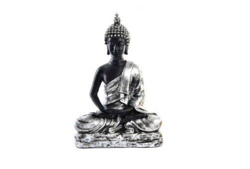 BUDDHA POLIREZIN 25X14X37,5CM EZÜST