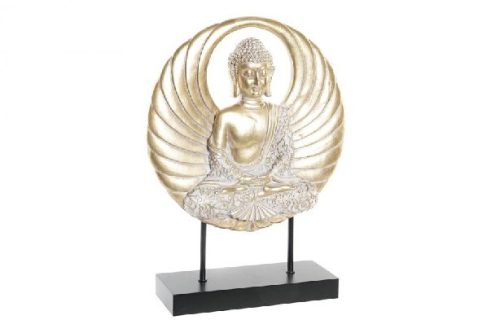 BUDDHA ÁLLVÁNYON POLIREZIN/FÉM 25X8X33CM ARANY