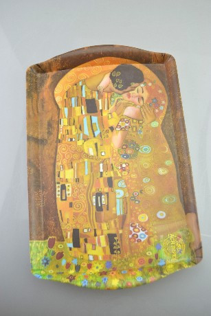 TÁLCA 35X22,5X2CM MŰA, ˝KLIMT KISS˝